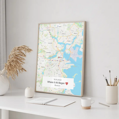 Personalizovaná Mapa Kde To Všechno Začalo Plakát