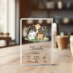 Narození dítěte s motivy zvířátek Akrylový blok