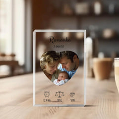 Narození dítěte s vlastní fotografií Akrylový blok