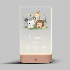 Narození dítěte s motivy zvířátek Lampa LED