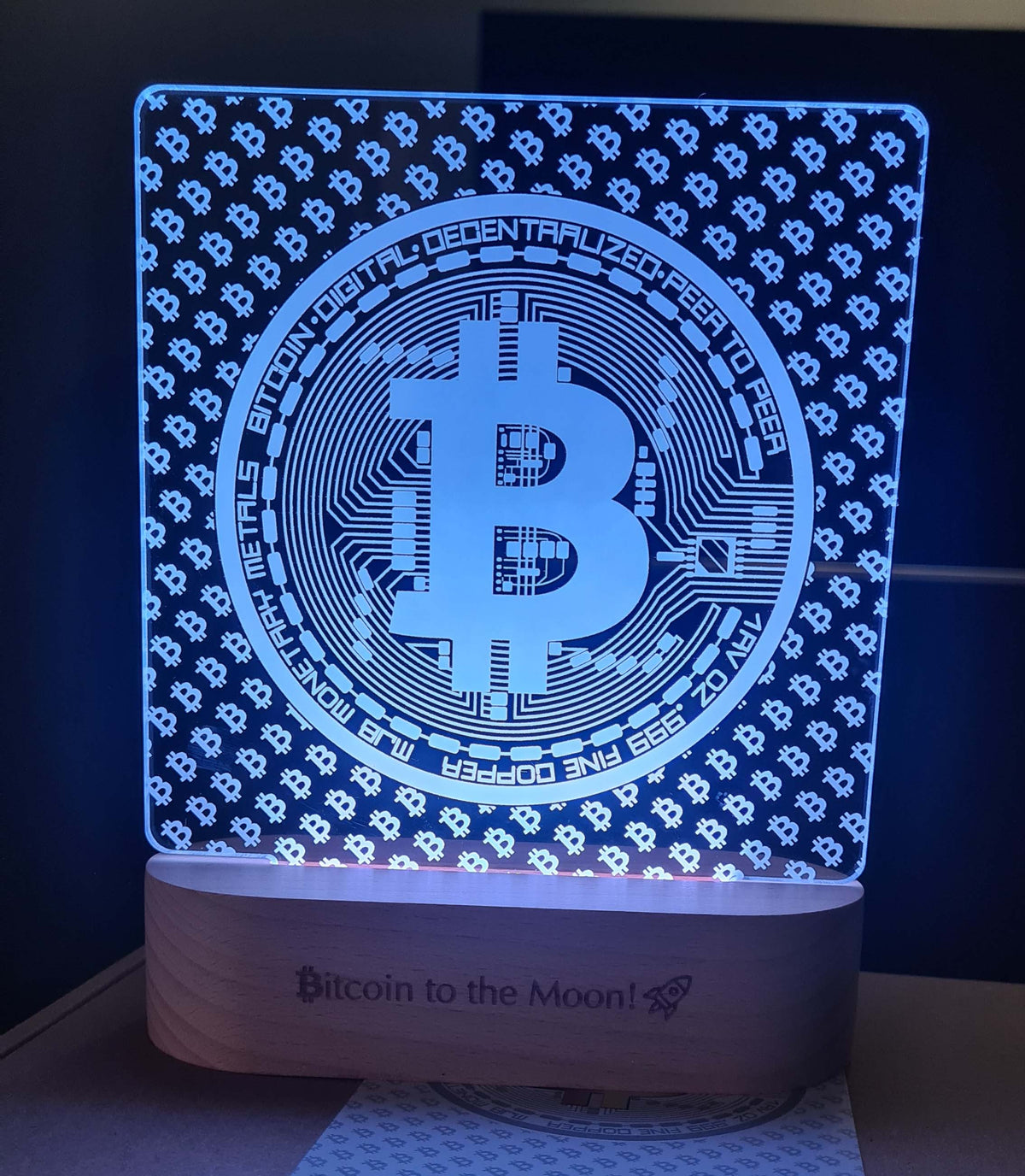 Bitcoin to the Moon Lampa LED