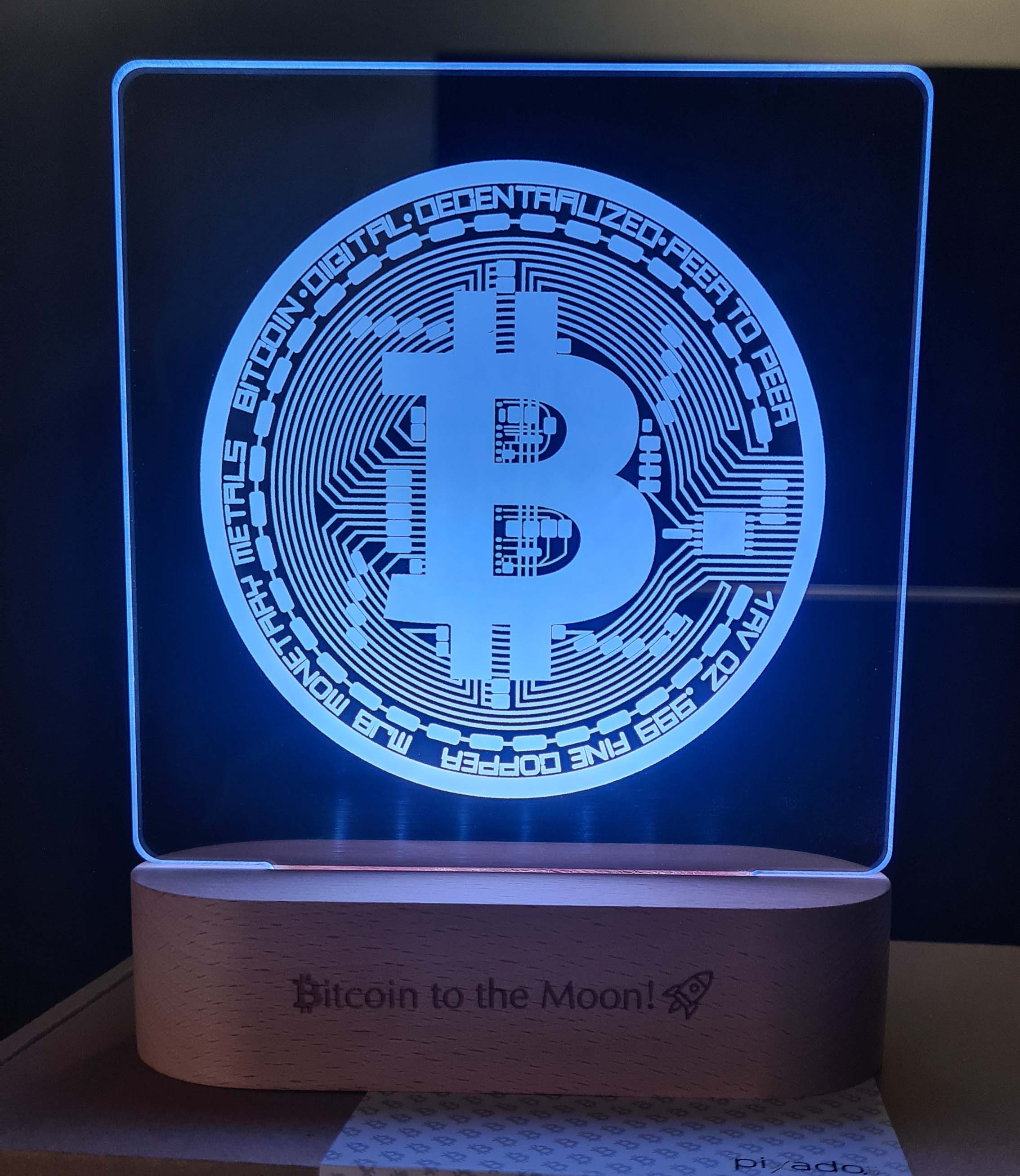 Bitcoin to the Moon Lampa LED