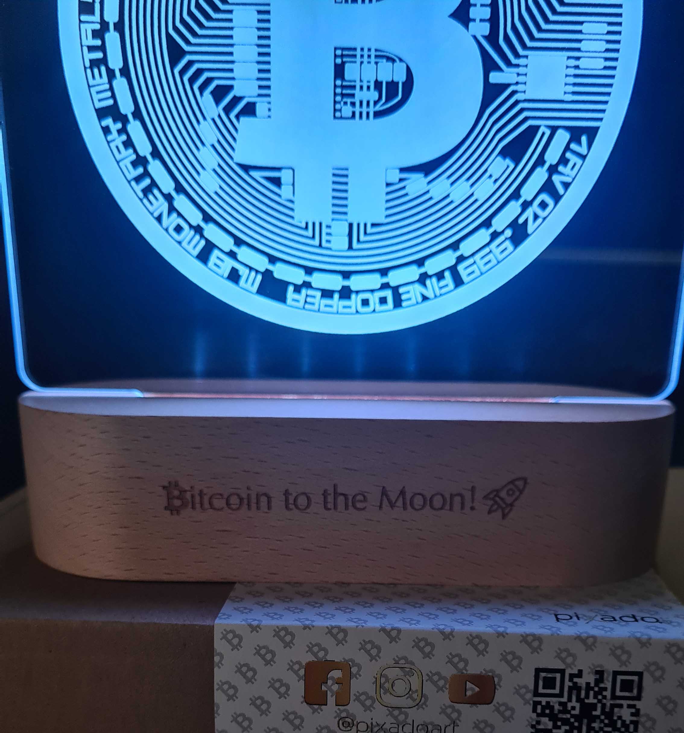 Bitcoin to the Moon Lampa LED