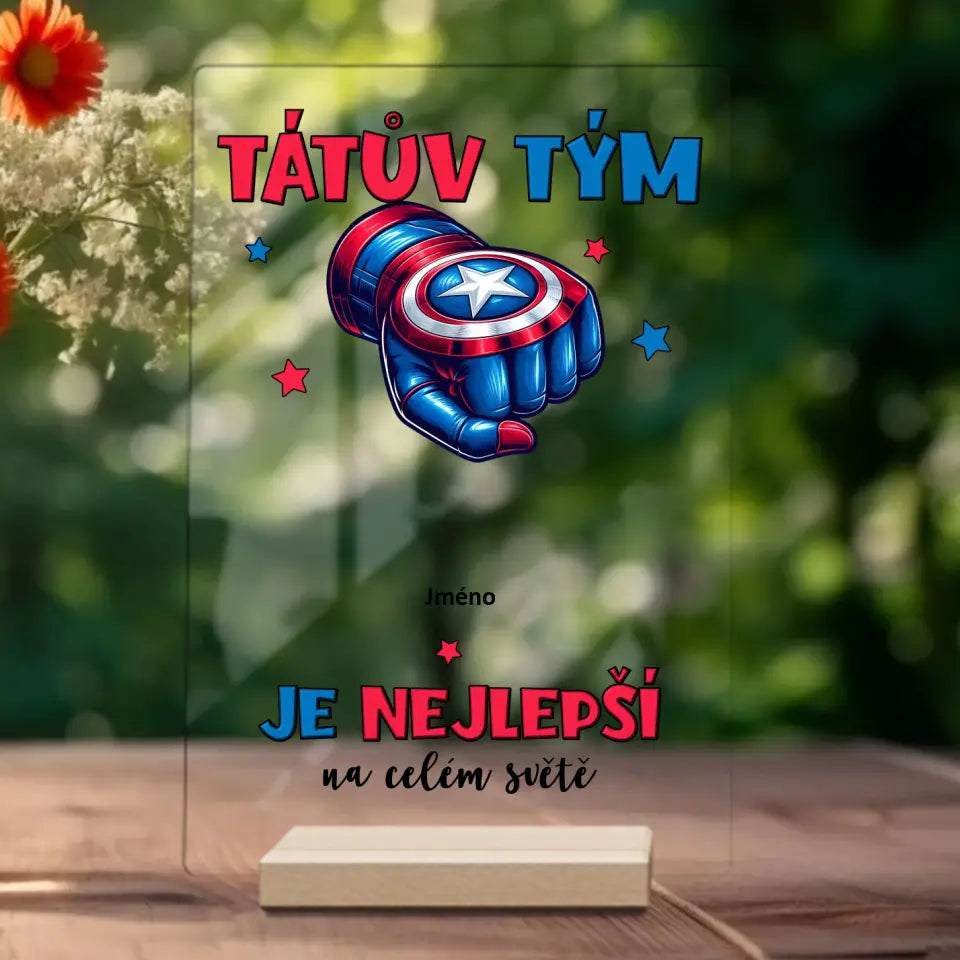 Tátův tým Kapitán Až 6 Dětí Akrylová Plaketa