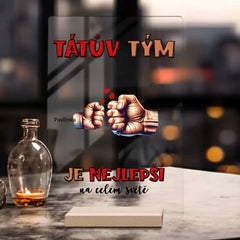 Tátův tým ruce až 5 dětí Akrylová Plaketa
