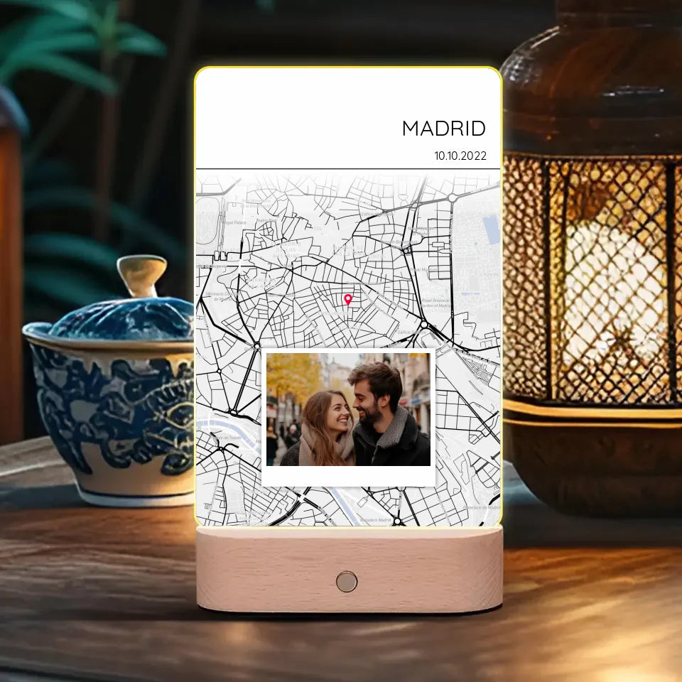 Cestovatelská mapa s fotografií Lampa LED