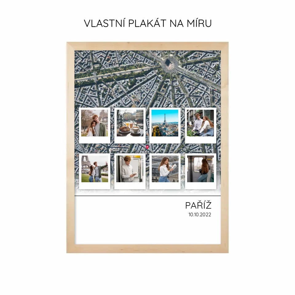 Cestovatelská mapa 8 polaroid fotografií plakát