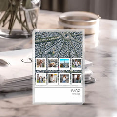 Cestovatelská mapa 8 polaroid fotografií Akrylový blok