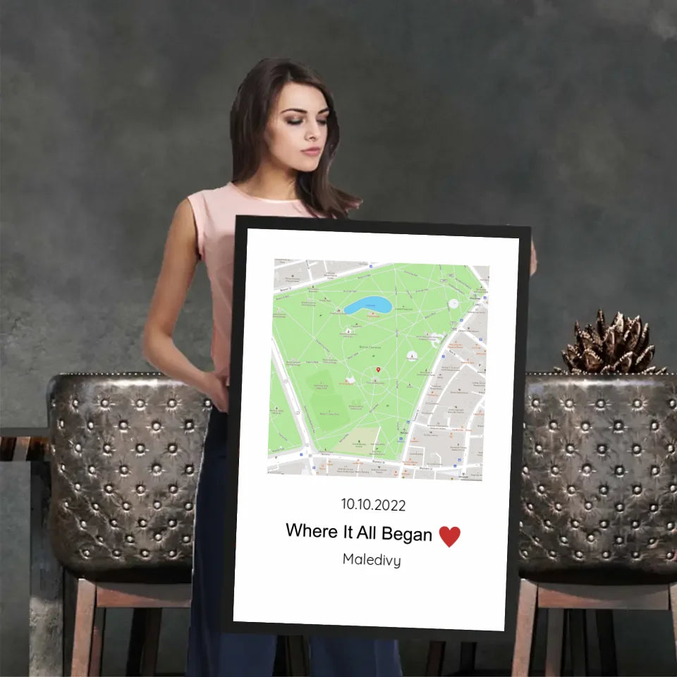 Mapa s místem plakát