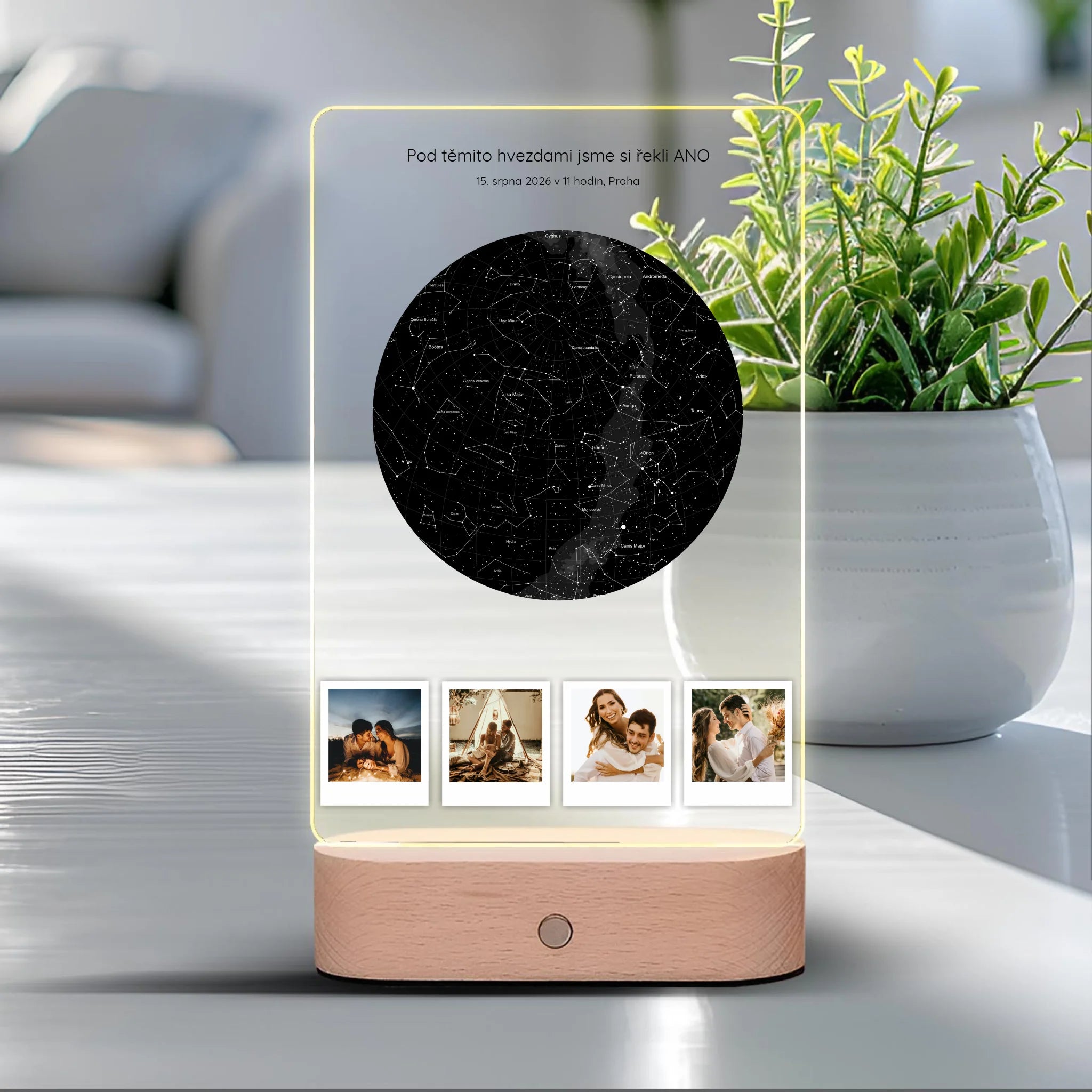 Hvězdná mapa 4 polaroid fotografie Lampa LED
