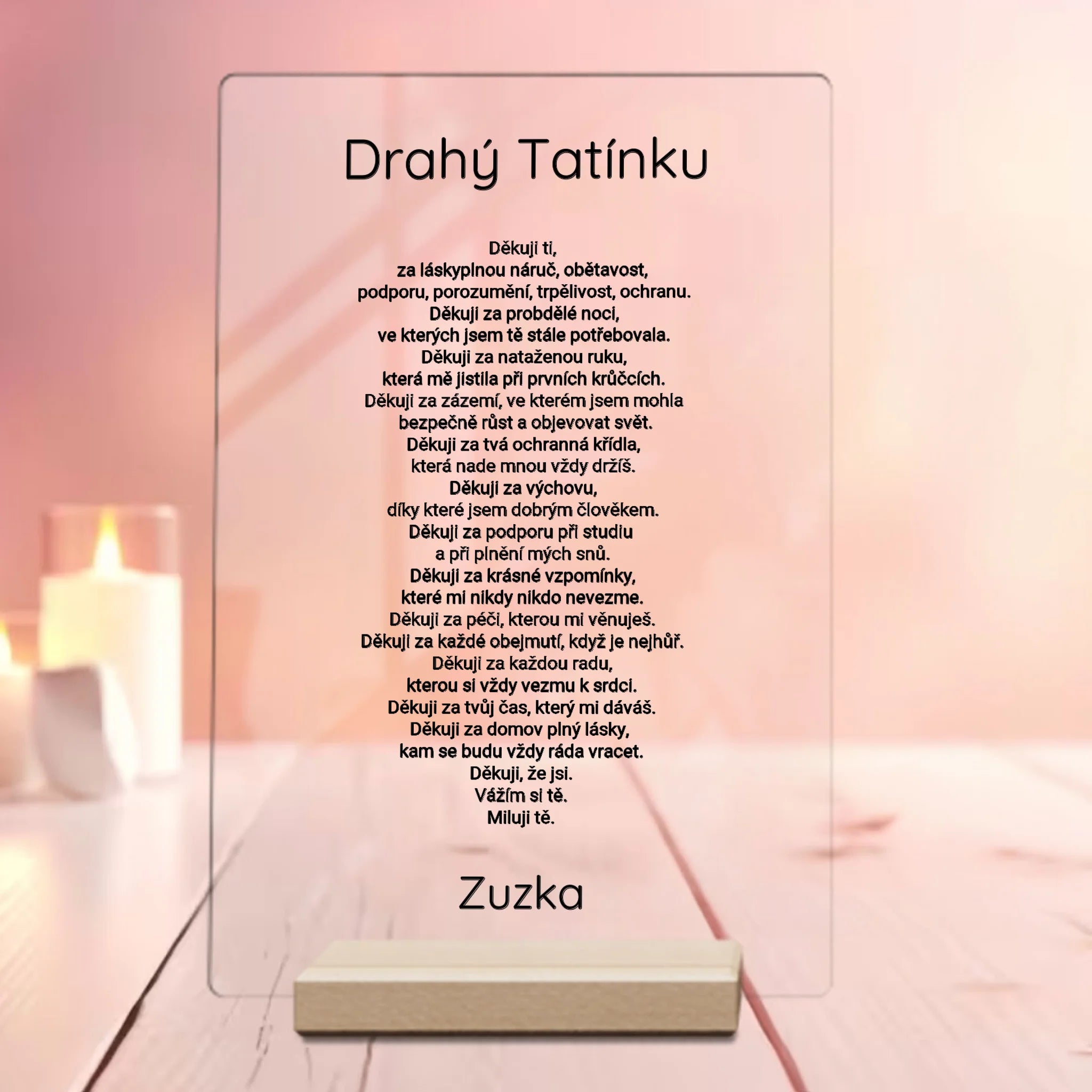Poděkování tatínkovi Plaketa z akrylu