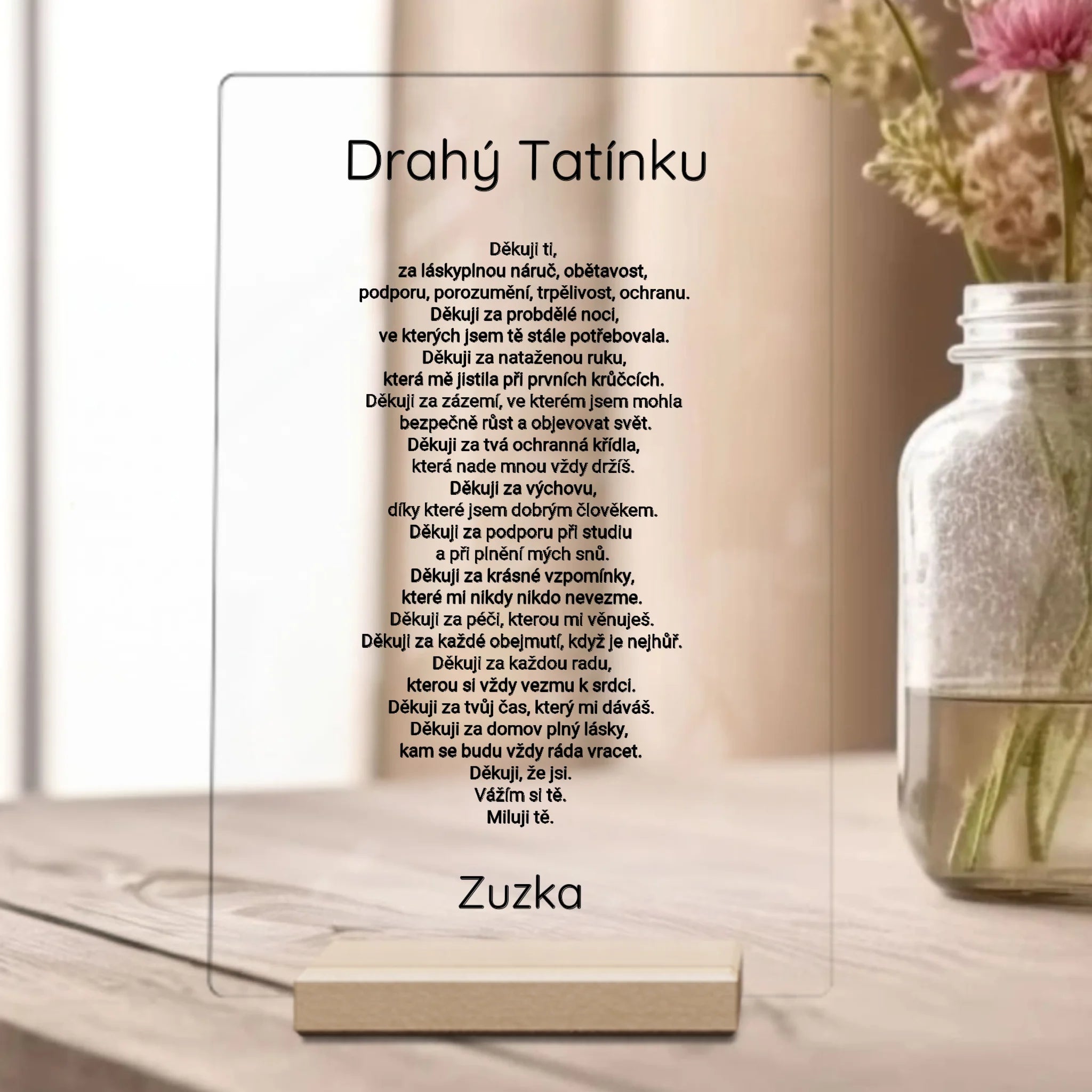 Poděkování tatínkovi Plaketa z akrylu