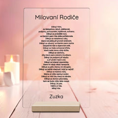 Poděkování rodičům Plaketa z akrylu