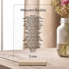 Poděkování rodičům Plaketa z akrylu