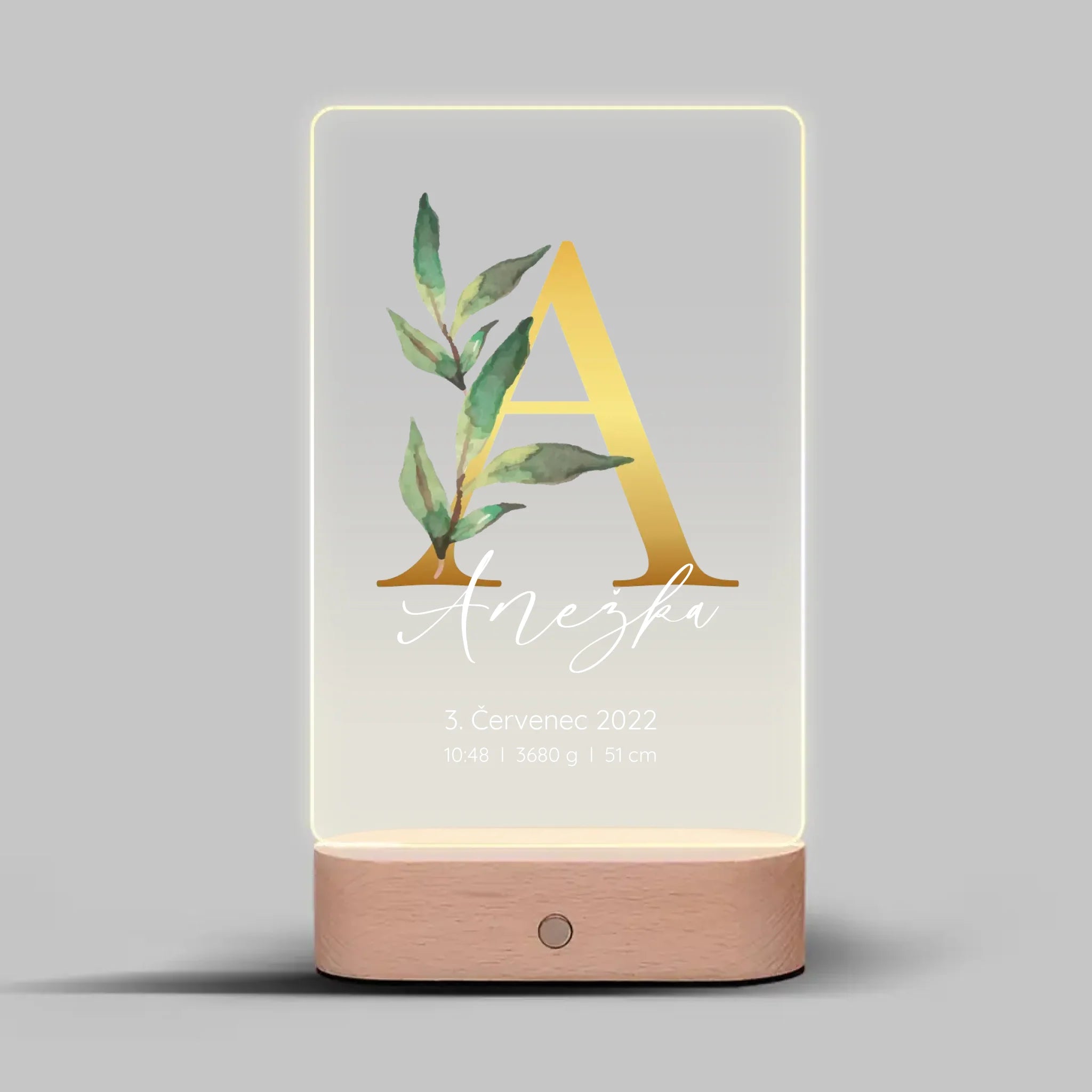 Narození miminka Abeceda Lampa LED