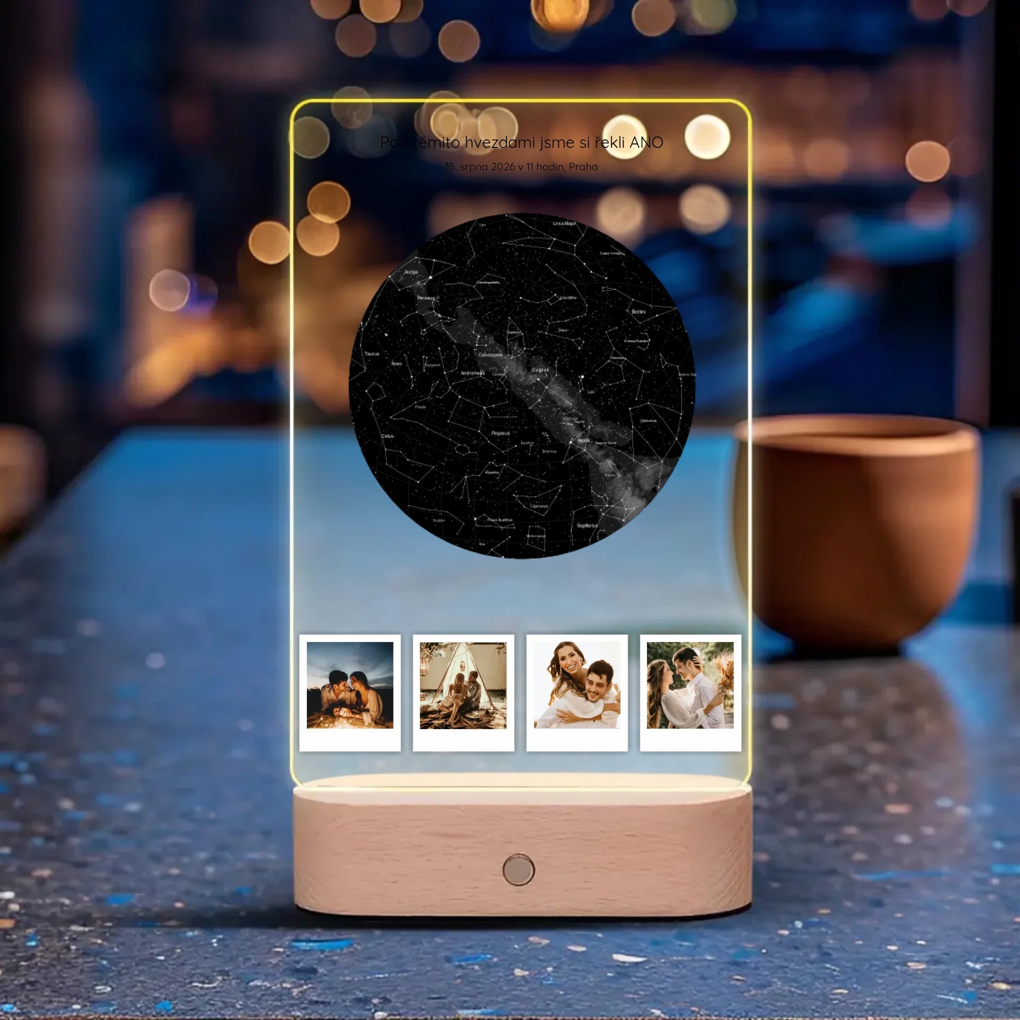 Hvězdná mapa 4 polaroid fotografie Lampa LED