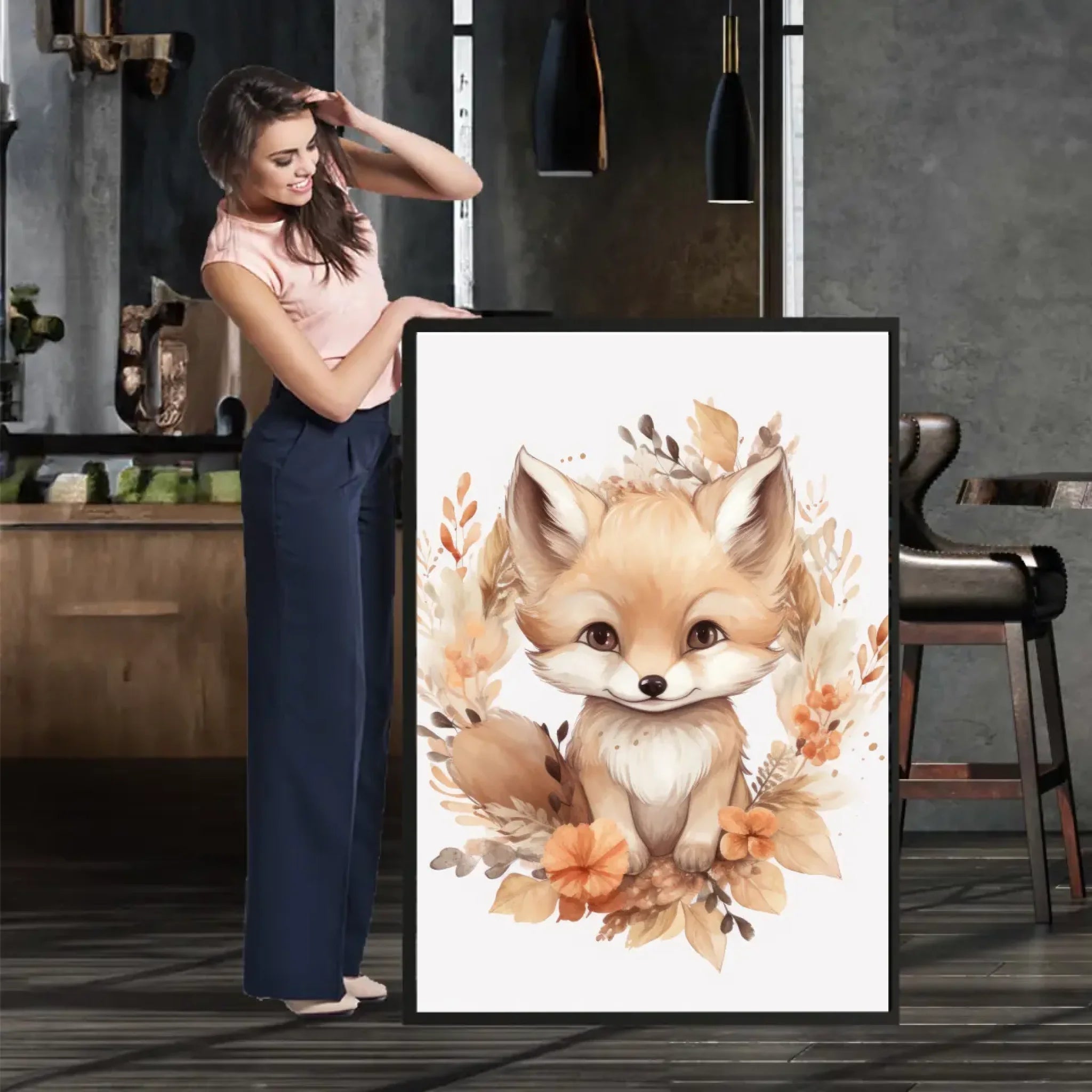 Dětské plakáty se zvířátky v květinách